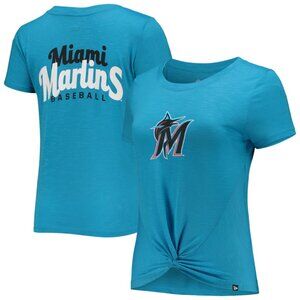 Miami Marlins New Era Front Twist Top T-Shirt **STAIN BY LOGO**
